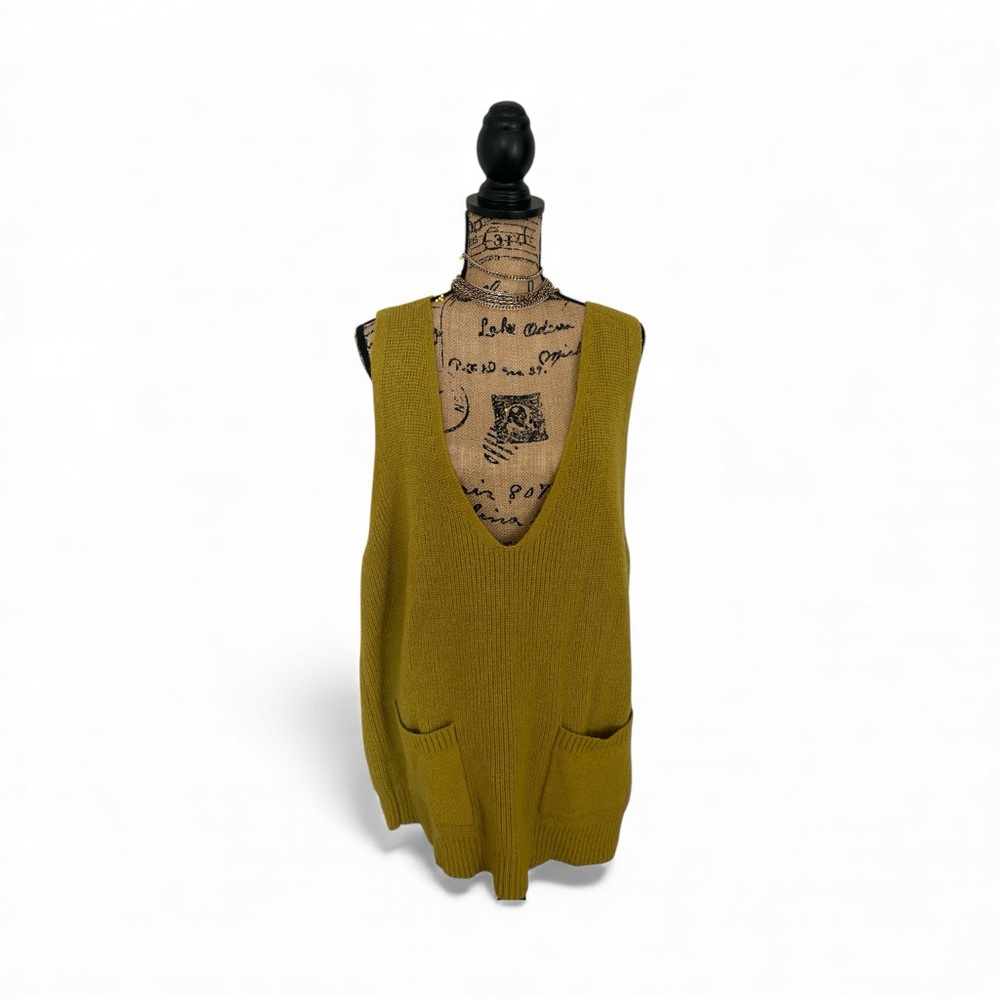 Mustard Yellow Knit Sleeveless Sweater Vest